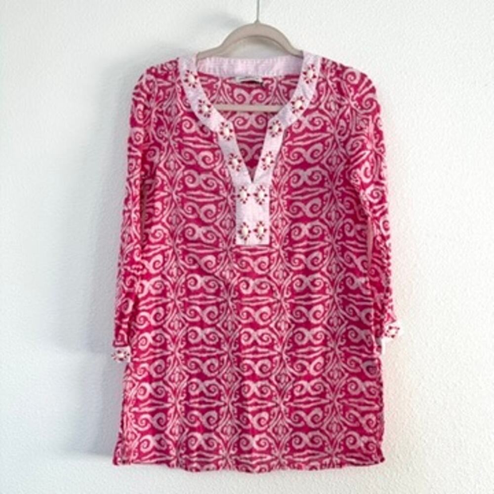 Vineyard Vines Salt Tile Print Cover Up‎ Preppy Boho Coastal XXS Pink Barbiecore